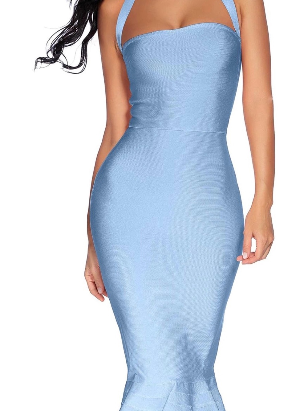 Petal & Pup Light Blue Halter Midi Dress